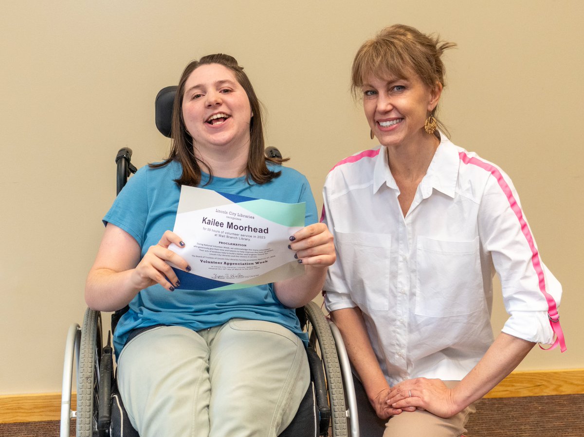 Among them is Kailee Moorhead who earned the @NebLibraries’ Outstanding Library Volunteer Award. She and her mom, Kendra, volunteered 300 hours at the Walt Branch.