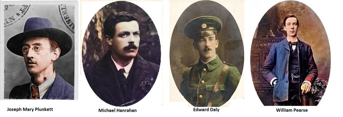 Executed #Onthisday 1916 for their part in the #EasterRising Ned Daly, Michael Hanrahan, Willie Pearse & Joseph Mary Plunkett #IrishRevolution