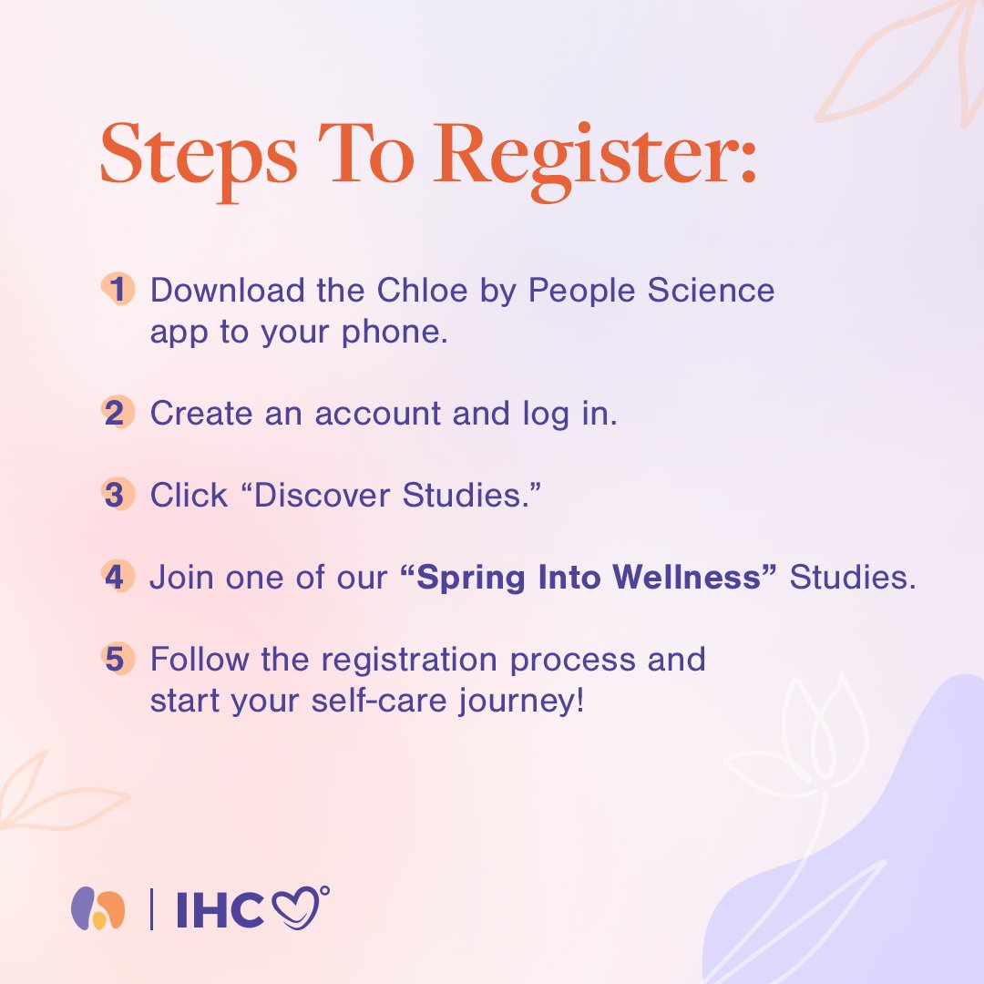 Registration is open for our Spring into Wellness Challenge! Join for daily walking or sound bath meditation sessions. 🧘‍♀️

To join, download the “Chloe by People Science” app chloe.peoplescience.health/setup/download…

Then, complete the Steps To Register.

#SpringIntoWellness #IHadCancer #SelfCare