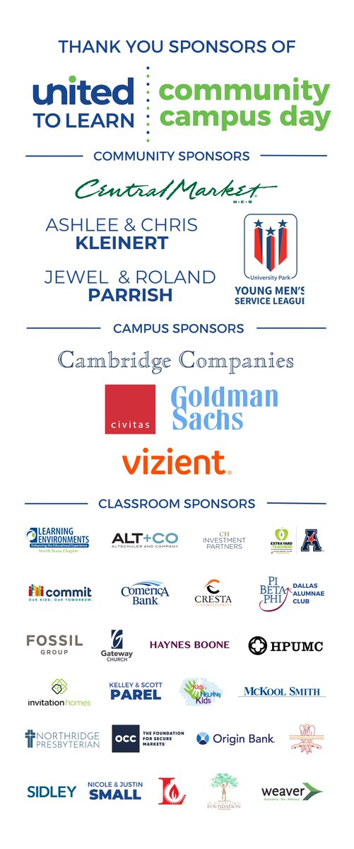 Cheers to our sponsors for making #CommunityCampusDay 2024 a resounding success! 🌟 Your generous contributions and commitment to education have truly made a difference in the lives of students and educators alike. Together, we're investing in the future of Dallas.