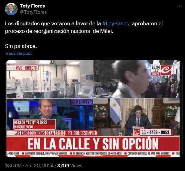 Siempre fue un pelotudo Toty Flores, además de un perdedor crónico