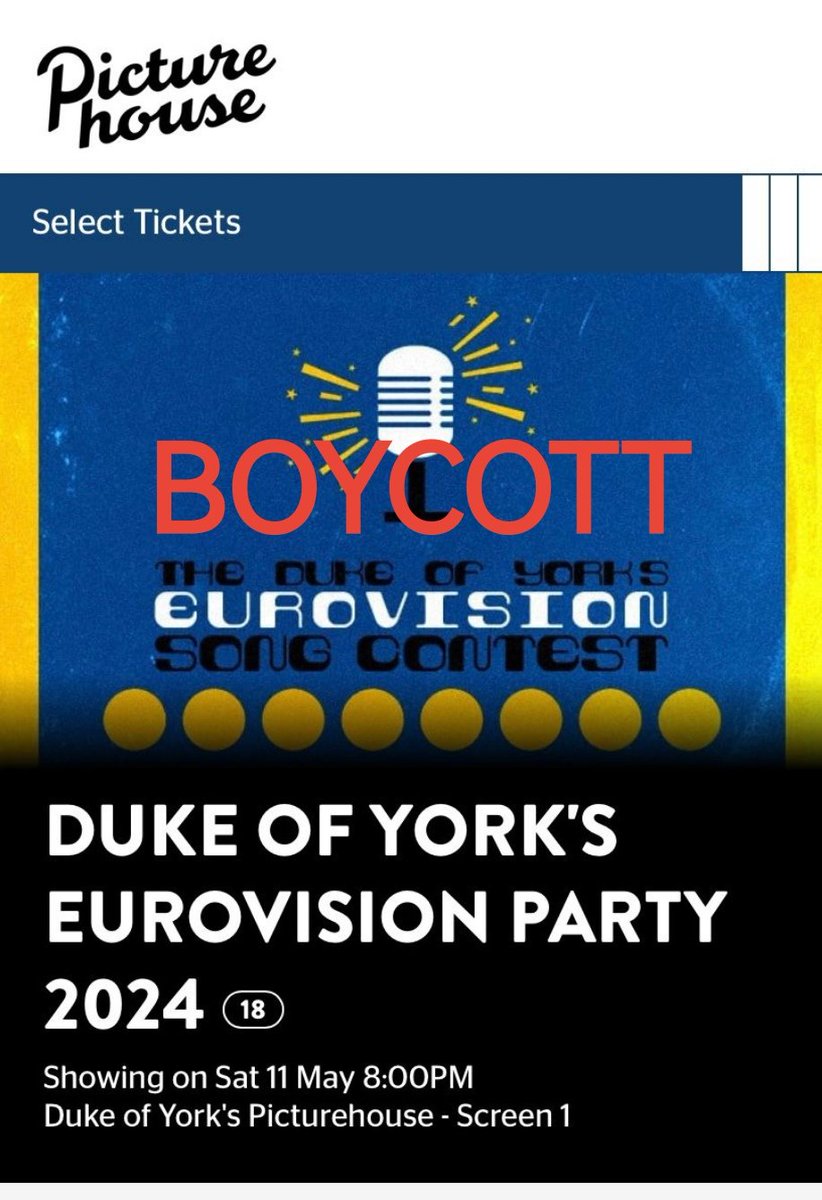 Oh dear.
@DukeofYorks seem not to have got the message. #BoycottEurovision2024