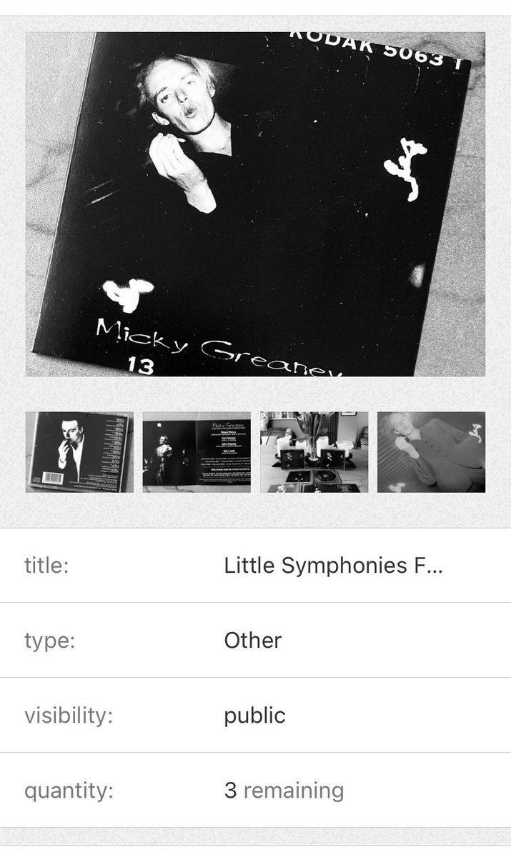 Not quite your final reminder, but just 3 copies remain of the extremely rare 1994 CD only debut album by Micky Greaney, “Little Symphonies For The Kids”. Check out: mickygreaney.bandcamp.com #WhileStocksLast
