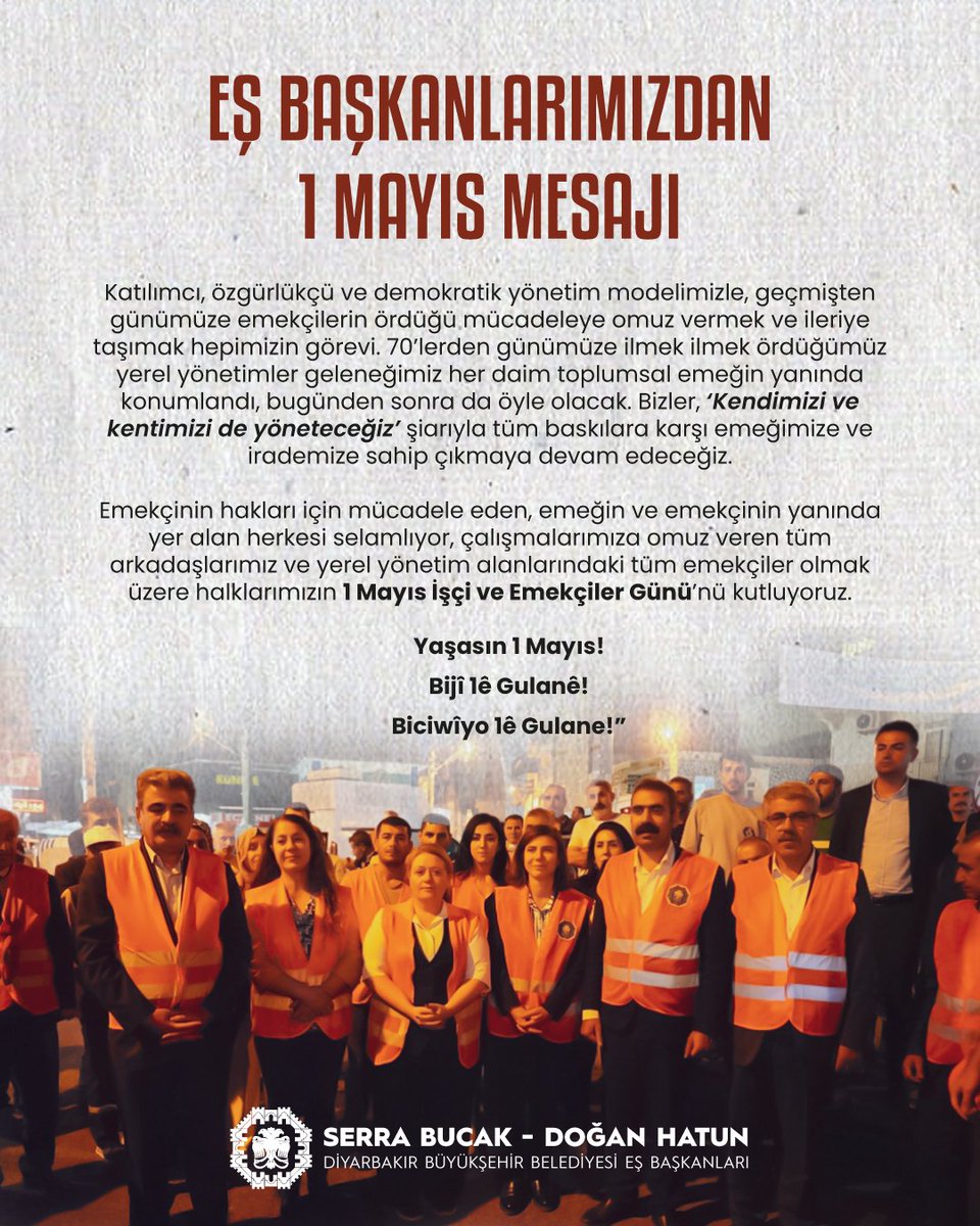 EŞ BAŞKANLARIMIZDAN 1 MAYIS MESAJI