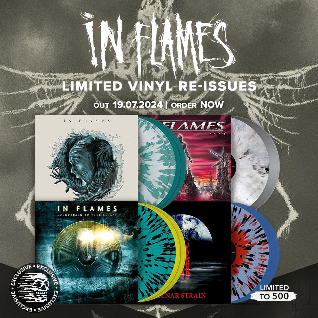 We are happy to announce exclusive anniversary vinyl re-issues of Lunar Strain, Colony, Soundtrack To Your Escape and Siren Charms - all of which have been out of print and in high demand! Pre-order yours now: inflames.bfan.link/vinyl.fpo