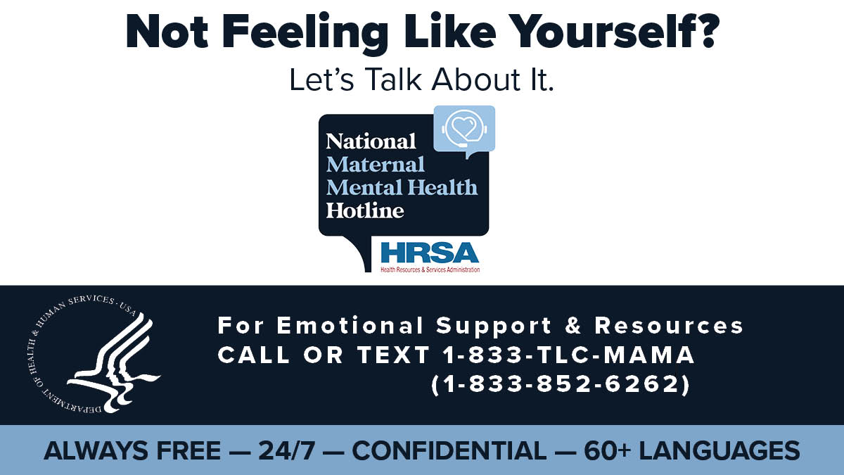 Did you know you can text the National Maternal Mental Health Hotline? Text 1-833-852-6262 to connect with a trained counselor who can provide support + resources on maternal mental health. For new/expecting parents, loved ones, concerned friends. #MaternalMentalHealth #TLCMAMA