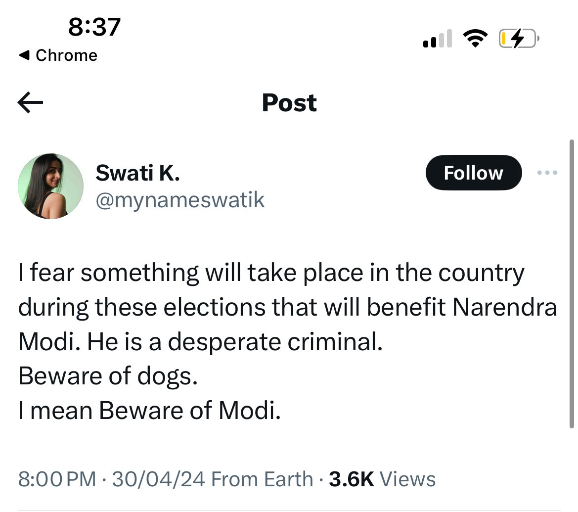 @mynameswatik @NIA_India take cognisance of this handle, she is threatening of violence during violence. @arjunrammeghwal are lawyers allowed to call PM of our country a criminal? Her license should be cancelled and she should be arrested for issuing threats during elections.