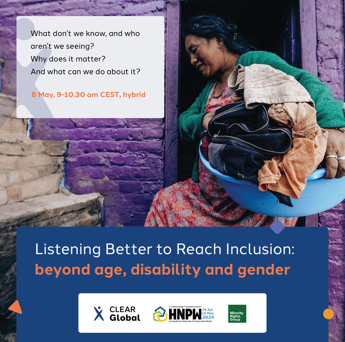 Join us for a crucial discussion on data and inclusion in humanitarian efforts. Learn how to address the invisibility of marginalized populations: who aren’t we seeing? 🌍🔍 with @CLEARGlobalOrg Register: buff.ly/3WiwGse #HNPW #HumanitarianWeek