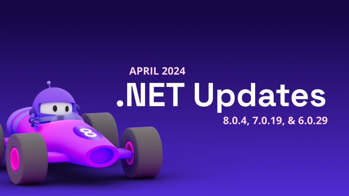 '.NET April 2024 Updates — .NET 8.0.4, 7.0.18, .NET 6.0.29' - Rahul Bhandari buff.ly/3xvrhUr