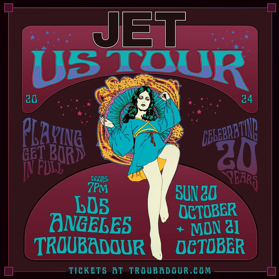 JUST ANNOUNCED: @jettheband celebrates the 20th anniversary of their debut album Get Born LIVE at the Troubadour on October 20th and 21st💥 Tickets on sale this Friday at 10am pst!