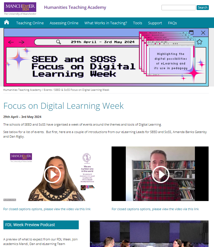 It's Tuesday (Day 2!) of our SEED and SoSS Focus on Digital Learning Week. Watch session recordings you have missed on the website. It's not too late to sign-up for other sessions this week: sites.manchester.ac.uk/humteachlearn/…