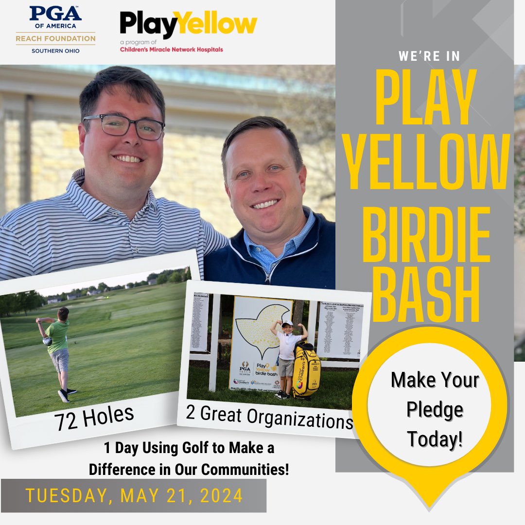 📣 NEW TEAM ALERT📣  Mitch Enzweiler, PGA & Matt Brewer, PGA are ready to #ChangeKidsHealth at the 2024 #PlayYellow Birdie Bash! 

The Wyoming Golf Club & Cincinnati Country Club Pros will team up to make as many birdies as possible on May 21 supporting their local @CMNHospitals