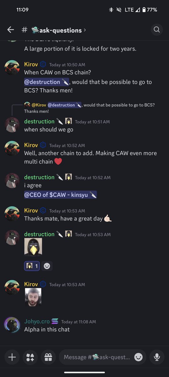 Some 🔥🥵 alpha here in @crow_with_knife discord...  CAW CAW