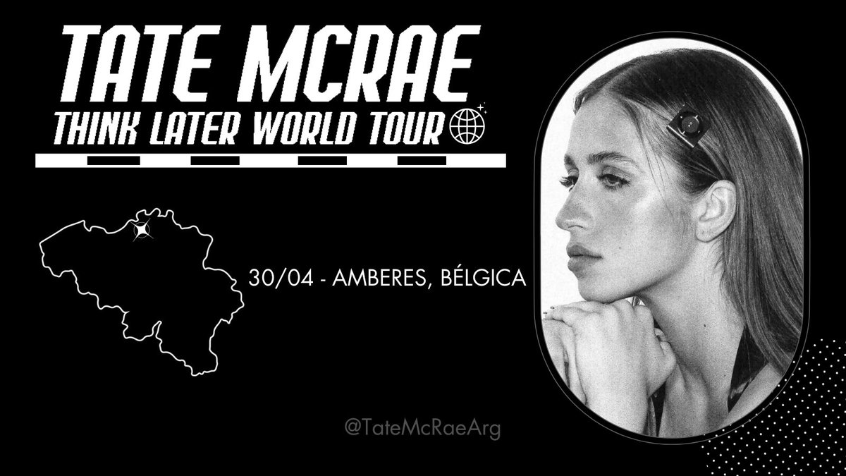 🎫 | HOY 30/04! @tatemcrae se estará presentando en Amberes, Bélgica para el #ThinkLaterWorldTour con @charonnafriday como telonero.
Show número: 10/60.