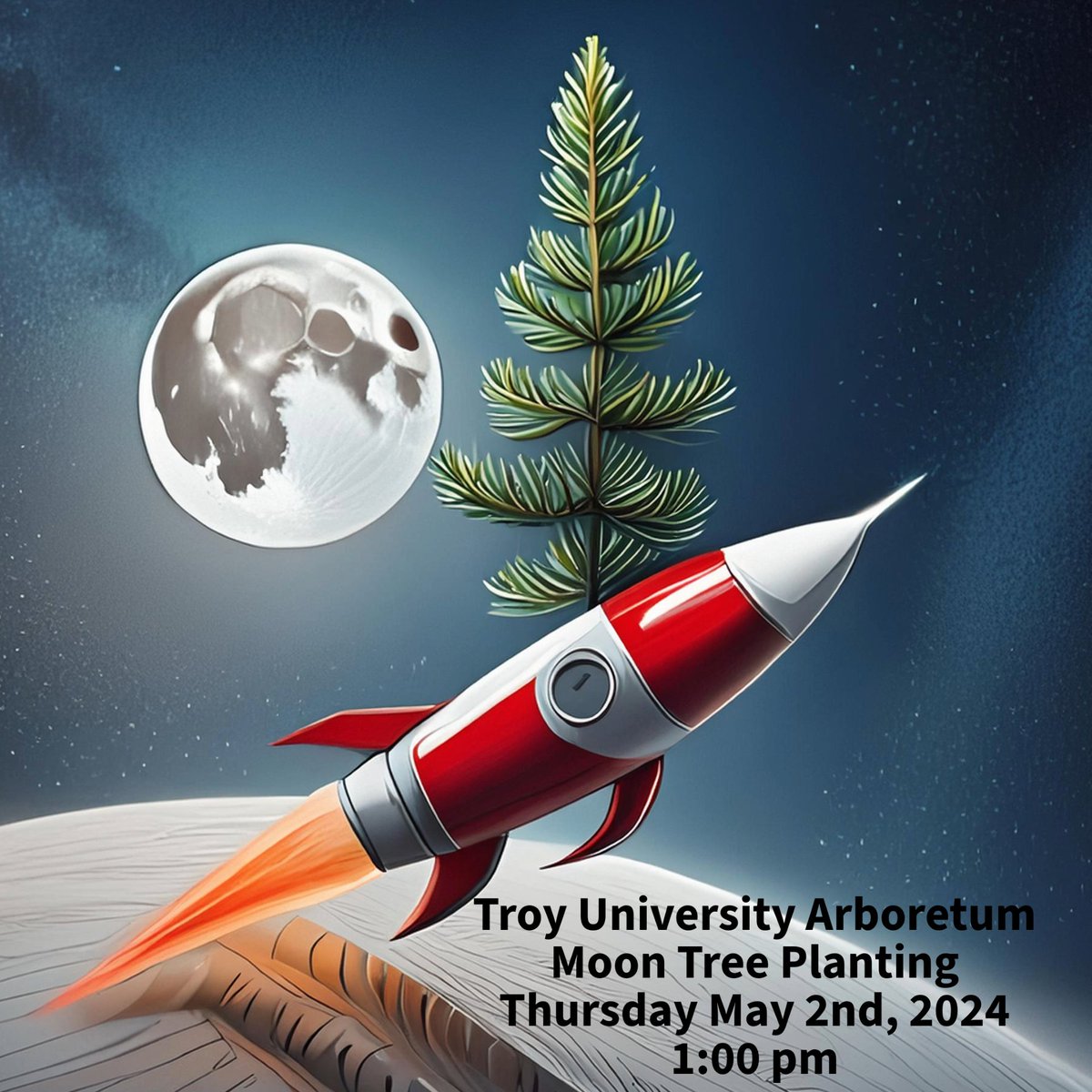 All are invited for the planting of the Moon Tree Thursday May 2 at 1 pm at the Troy University Arboretum.
