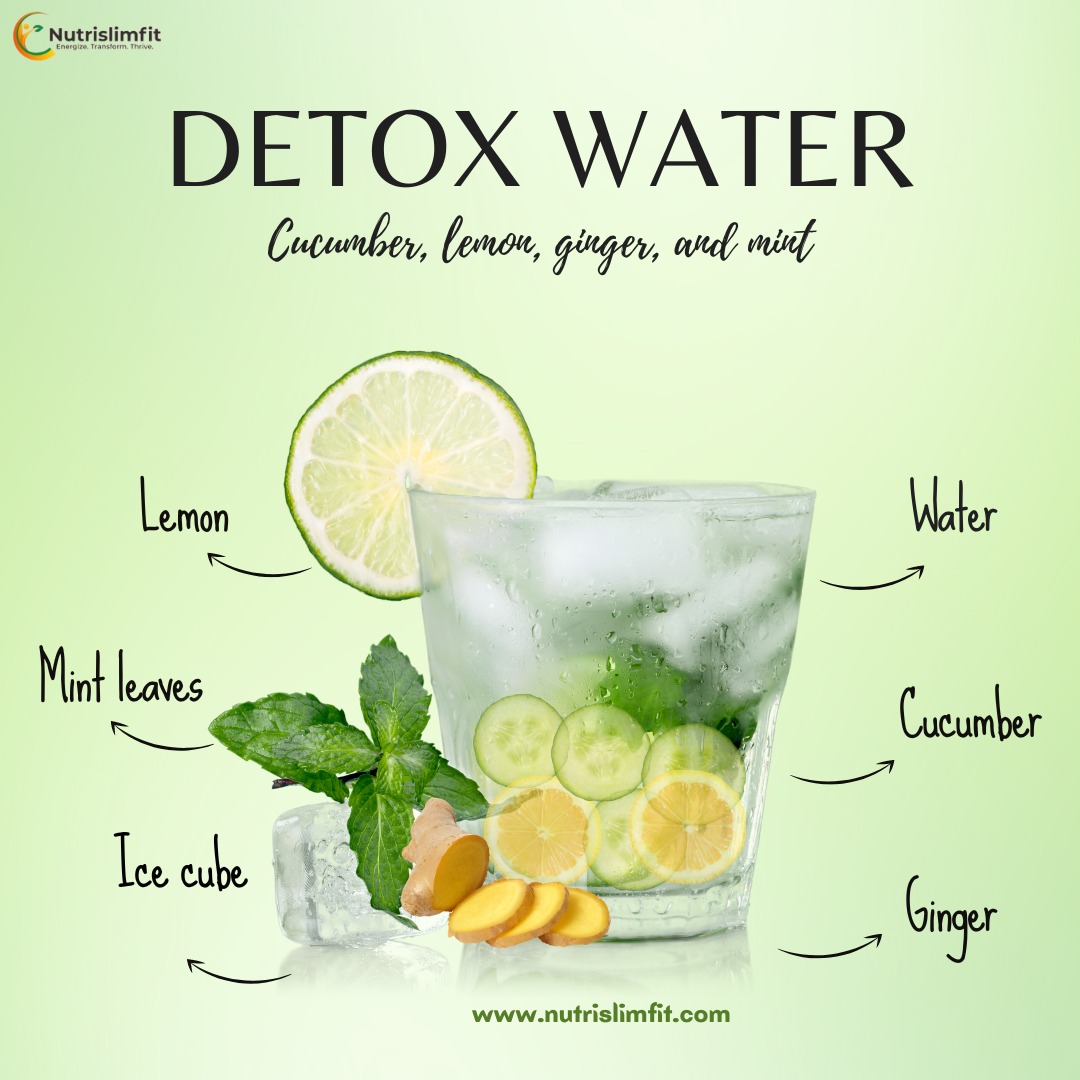 Revitalize with Detox Water: cucumber, lemon, ginger, and mint. Cleanse, hydrate, energize. Goodbye toxins, hello vibrancy! Add to your daily routine for a refreshing, healthy boost. #DetoxWater #Hydration #Wellness 🍋🍃💧