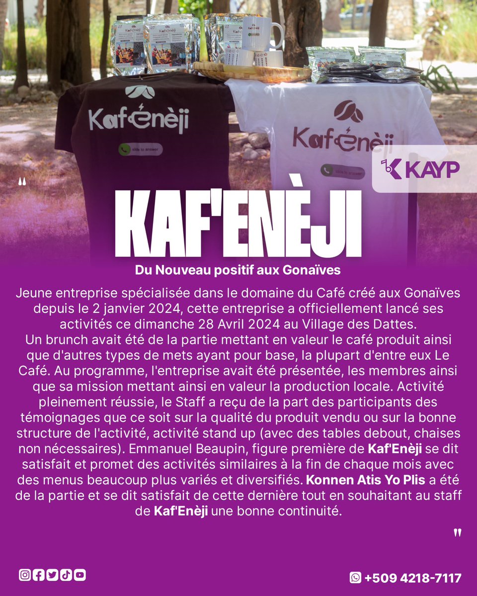 JohnkeeStanley's tweet photo. À l'occasion du lancement officiel de KAFENÈJI, les responsables ont organisé en date du 28 avril 2024 au village des dattes, un brunch à base uniquement de café. https://t.co/6Wr7YMjUw8