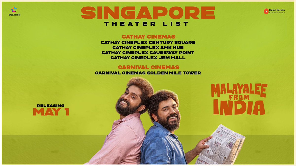 USA,Australia,New Zealand and Singapore #MalayaleeFromIndia #TheatreList