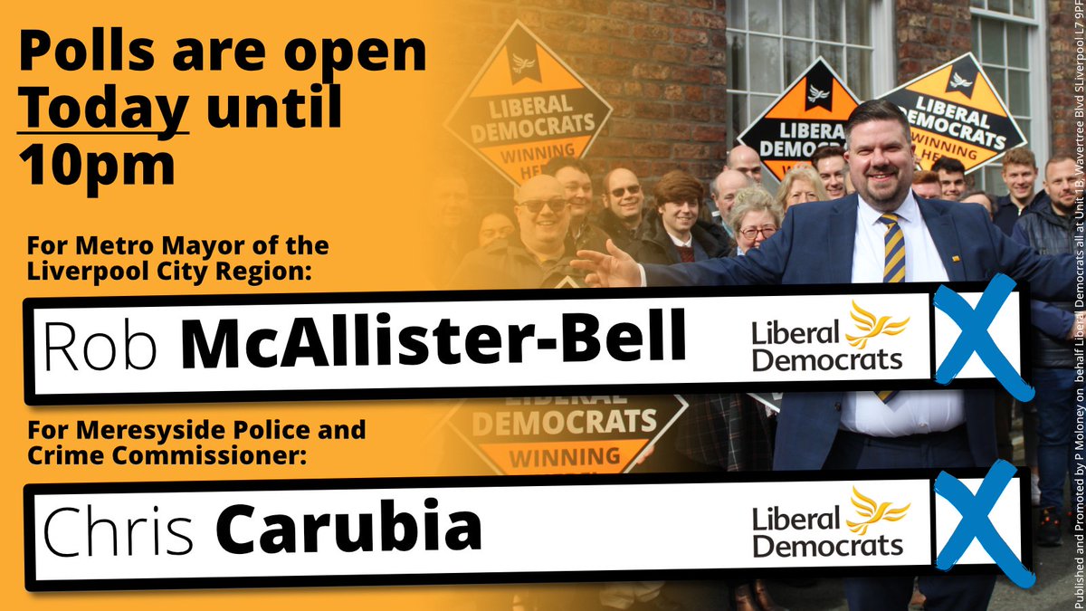 Today you can have your say! ⌚Polls are now open for the local elections until 10pm today 🪪 You do need photo ID to vote, to find out more about the requirements 📃 You do not need your polling card to vote. Make sure to use both your votes for the Lib Dems