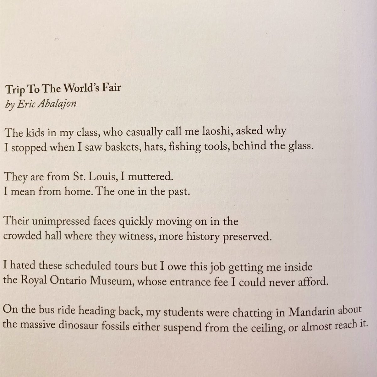 Happy to receive Issue 75 of @vvpoetryhk. Sharing one of my poems in the English section themed ‘Outsiders’, about a curious episode when I was briefly teaching ESL in Canada.