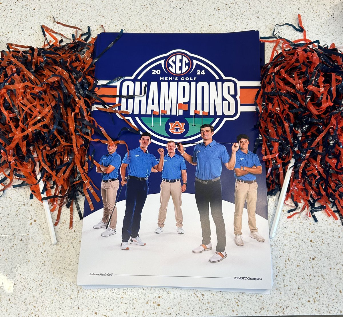 Get your OFFICIAL @AuburnMGolf SEC Champions poster! Pick one up FREE at the Auburn Team Shop across from Samford Hall while supplies last!