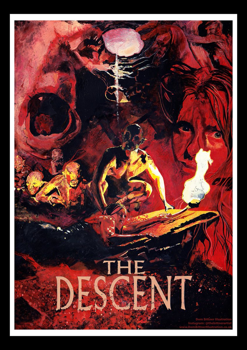 New poster I've finished painting - The Descent (2005), acrylic on paper. Such a great horror movie!

#thedescent #horrormovies #alternativeposter #horrorart #horrorartist #horrorartwork #HorrorLovers #Horrorfam #painting #movies #MovieRecommendation #ArtistOnTwitter #art #film