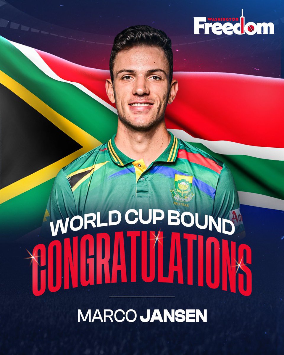 All set to make his 𝐌𝐚𝐫𝐜 in the #ICCT20WorldCup 🤩

Congratulations to Marco on his selection! 🌟 

#WashingtonFreedom #MLC2024 #WorldCupSquad