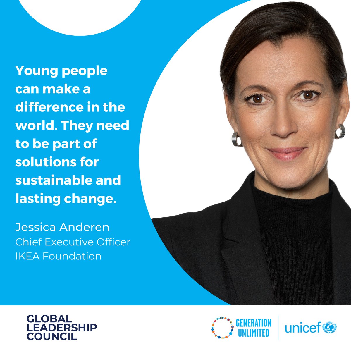 🌟 @GenUnlimited_ welcomes Jessica Anderen, CEO of @IKEAFoundation, to the Global Leadership Council. Her commitment to drive inclusive positive change inspires us all. Together, we look forward to empowering youth with #SkillsRightNow and opportunities in a sustainable world.