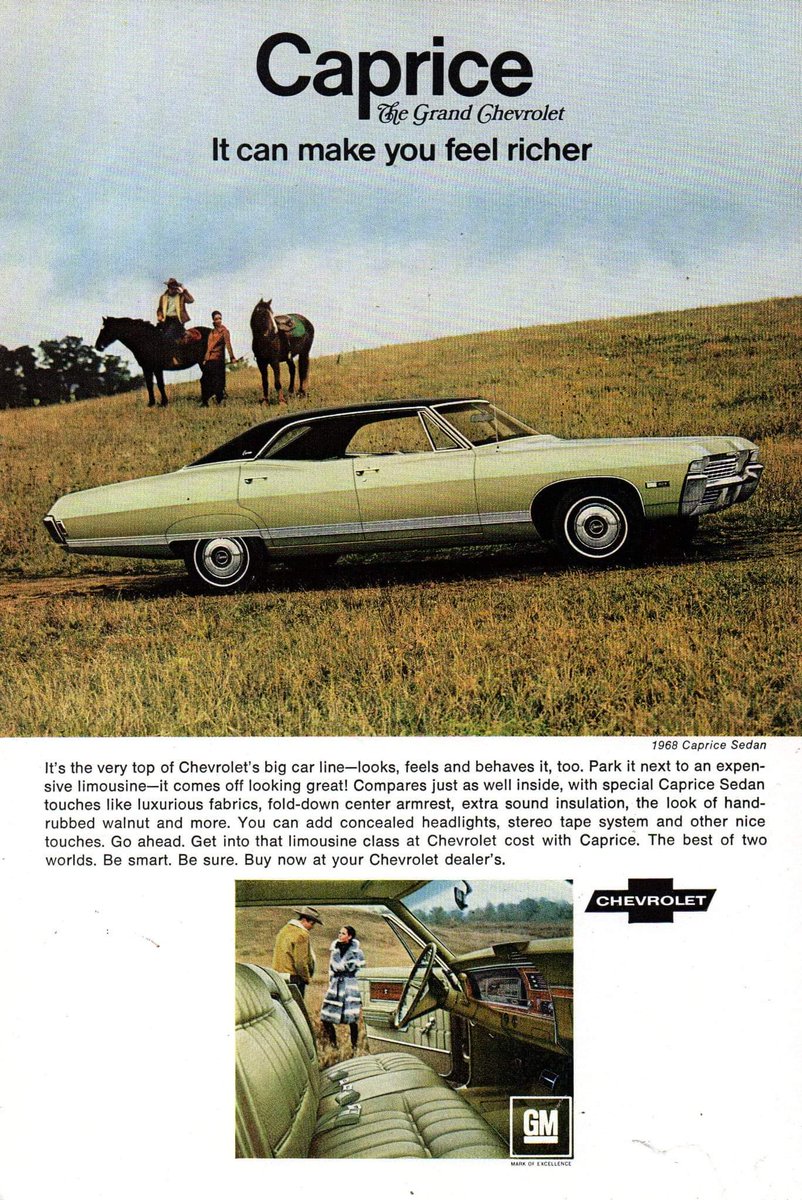 Ytterligare en fin annons från när det begav sig.
1968 Chevrolet Caprice Sedan.