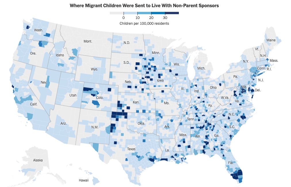 Use our migrant child labor data! More children are crossing the border on their own than ever before, and thousands are ending up doing dangerous, illegal jobs. We sued the government for a huge trove of data about these kids, and shared it all here: github.com/nytimes/hhs-ch…