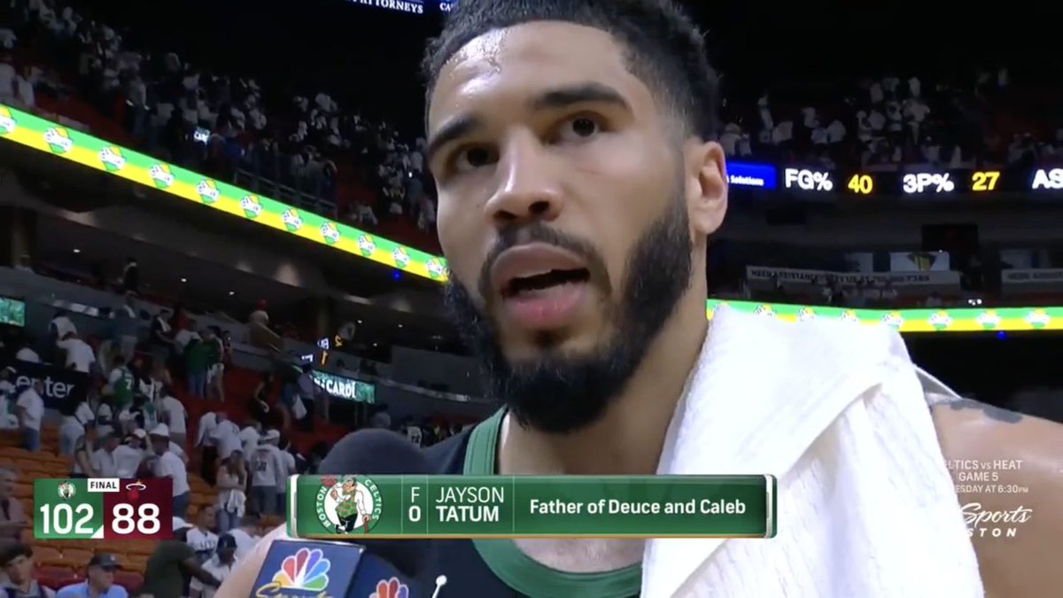 This is a sick troll 😂 NBC Sports Boston named Jayson Tatum the father of Caleb Martin after he dunked on him in the Celtics Game 4 win. (via: @NBCSports Boston)