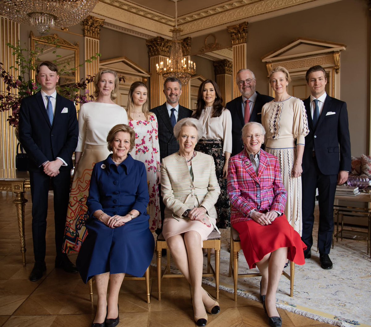 The King and Queen of Denmark have given a lunch for Princess Benedikte, who was 80 yesterday, her sisters and family at Frederik VIII's Mansion at Amalienborg, where the princess was born and raised. 

📷 Danish Royal Court