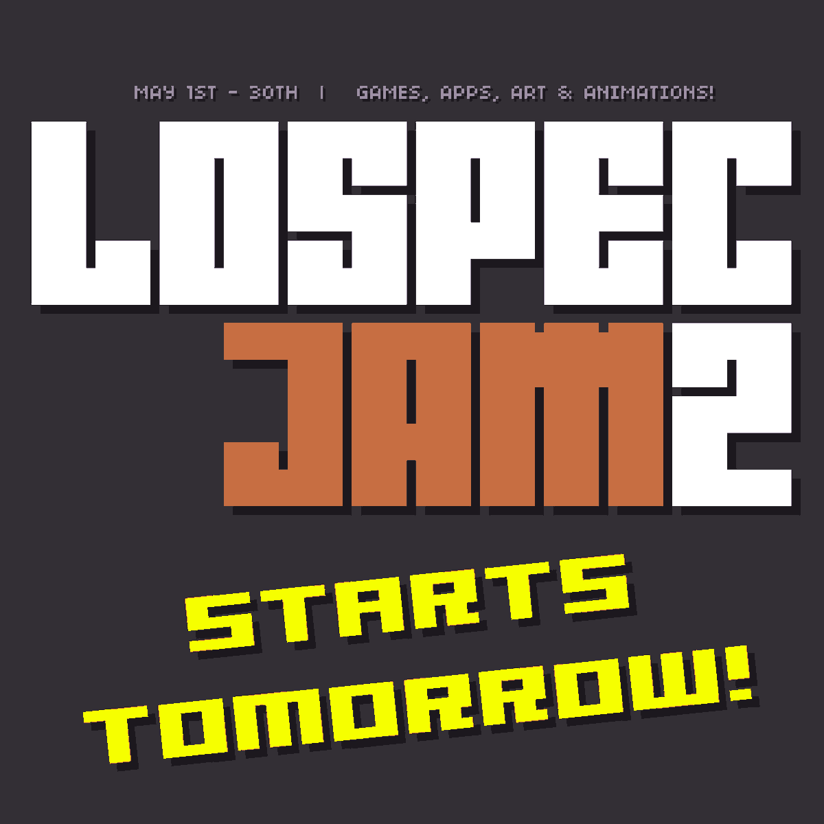 #LospecJam2 Starts tomorrow! Over 150 people have signed up to make Games, Apps, Art and Animations for our imaginary console! #pixelart #gamedev