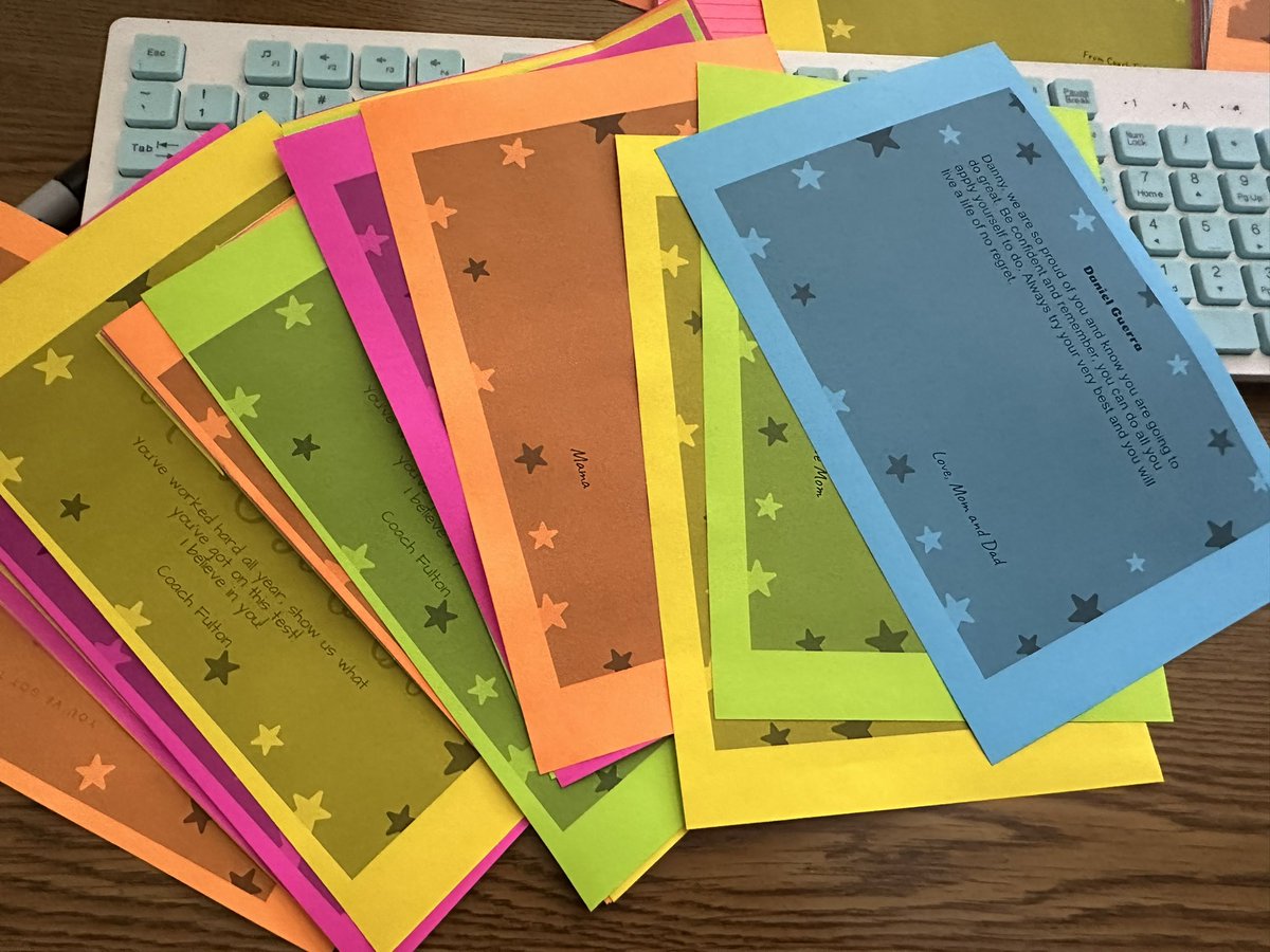 STAAR encouragement letters from their parents and I as our @JordanNISD jags prepare to rock their math STAAR tomorrow!!!