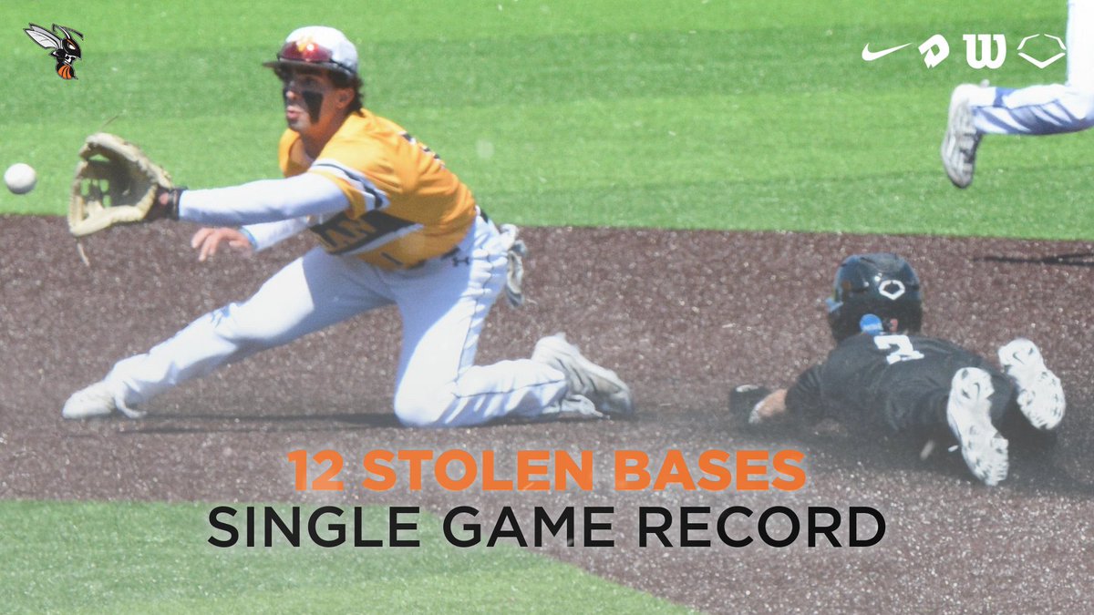 🚨NEW RECORD🚨 In our series finale against Olivet, the Hornet offense stole 1️⃣2️⃣ bases, setting the single game record! 🐝⚾️ #d3baseball