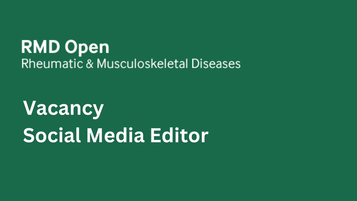 🔬💻 RMD Open has an exciting vacancy for an enthusiastic Social Media Editor to grow the journal’s online presence worldwide. This role offers flexible hours and a chance to make an impact 🌟 Share with your network and find out more at: bit.ly/3w1AyU2