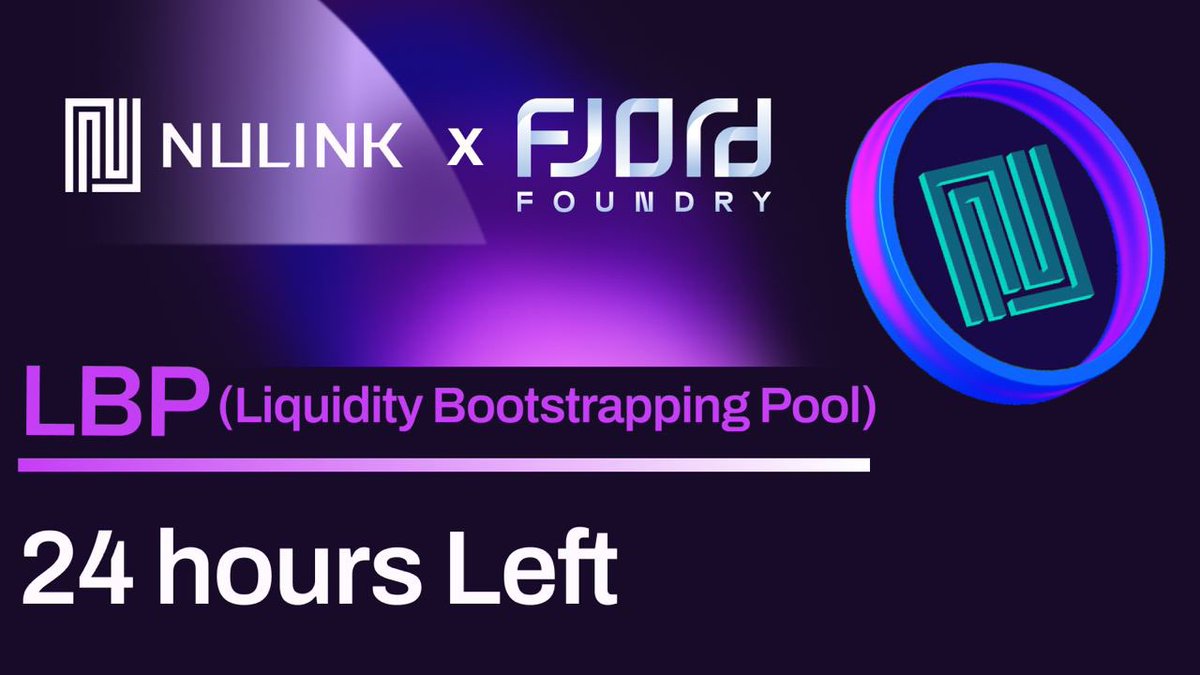 🚀Calling all DeFi innovators! NuLink's LBP is blasting off on @FjordFoundry in just 24 hours! Don't miss your chance to be part of the future of DeFi! ⏰ Set your reminders for 3 PM (UTC) on May 1st. 🚀Join the Nulink LBP and be a part of this exciting launch!