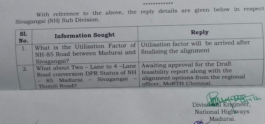 All roads from Madurai to Chennai, Kanyakumari, Kollam, Bangalore, Alagar Kovil, Natham, Cochin, Tuticorin, Rameswaram have been converted into four lanes. The remaining Thondi Road is also soon to be converted into a four-lane road.
#RTI #NH85 #Madurai #Sivaganga #Thondi