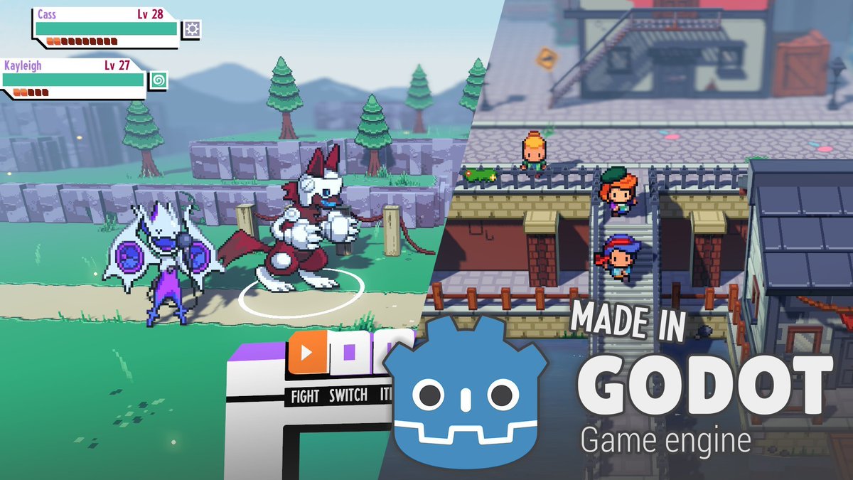 FUN FACT: Cassette Beasts was made in #GodotEngine! 

Godot is a completely free and open-source game engine that lets you make both 2D and 3D games - personally, we're big fans!