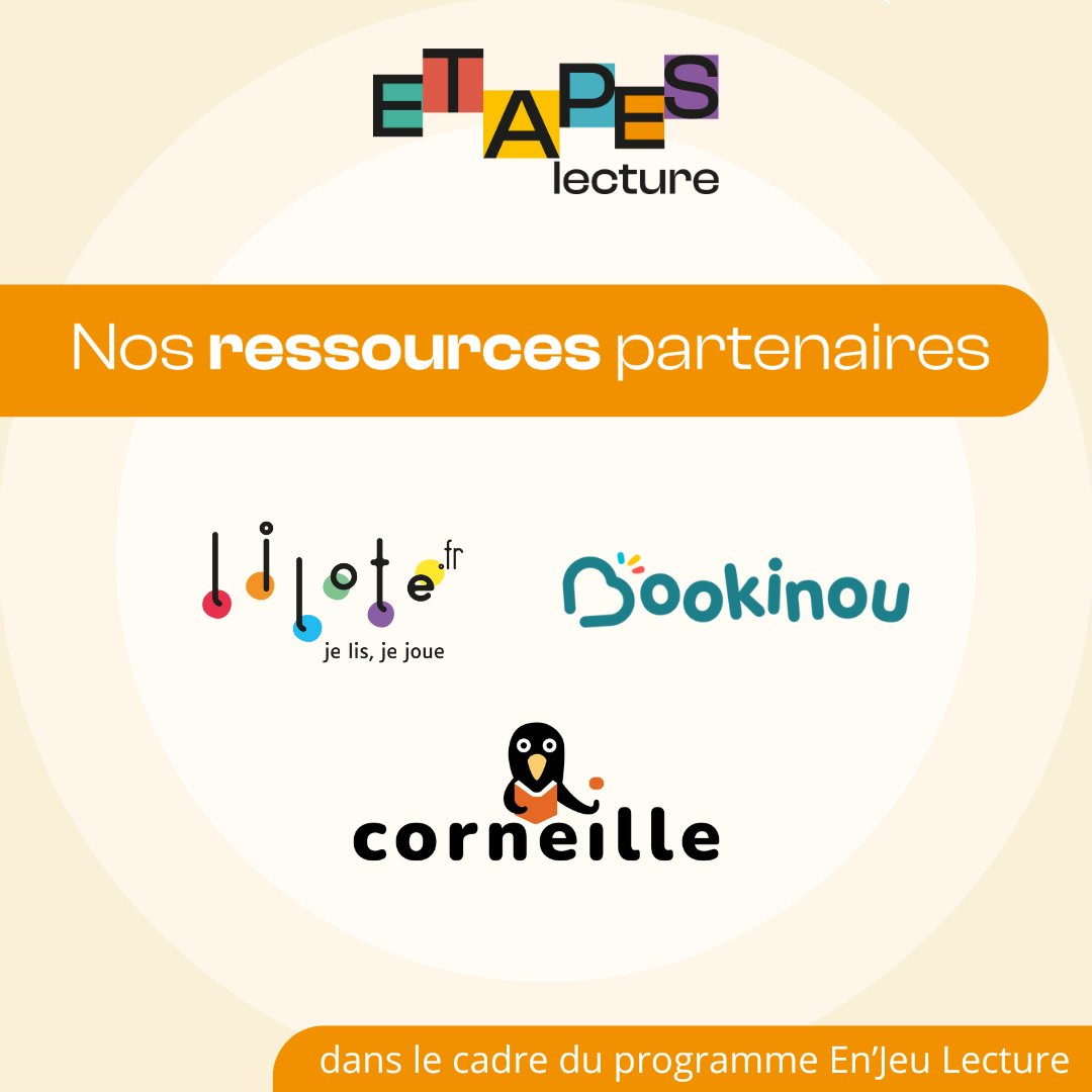 [Partenaires]
ETAPES LECTURE, <a href="/lilote_lecture_/">Lilote - Je lis, je joue !</a> , <a href="/mybookinou/">Bookinou</a>  et <a href="/AppCorneille/">Corneille</a> partagent la même mission fondamentale : faire découvrir à tous les enfants le plaisir de la #lecture et soutenir les enseignants et les parents dans cette démarche.📚

marie@etapeslecture.org 📩