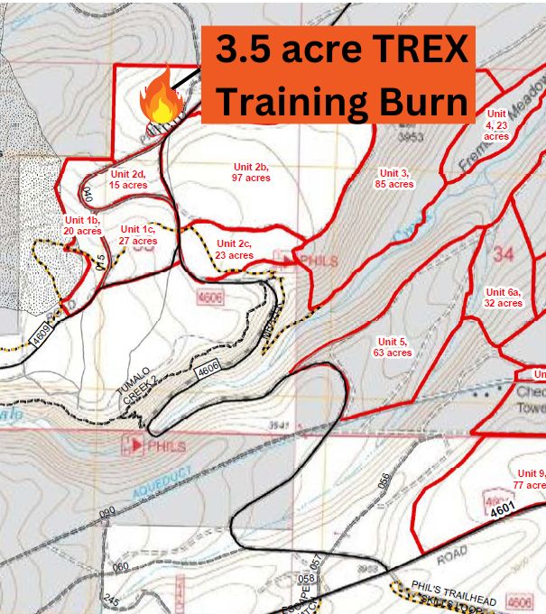 🔥Today (4/30) firefighters will conduct a live fire training 1 mile W of Bend, adjacent to FS Road 4606, N of Tumalo Creek as part of the Central Oregon Prescribed Fire Training Exchange (TREX). Ignitions on 3.5 acres are planned for around noon. ℹ️ centraloregonfire.org/2024/04/30/thr…