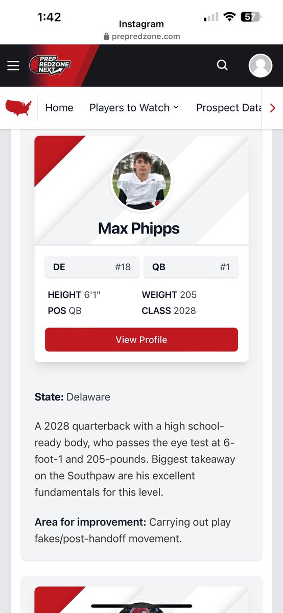 Thankful to be ranked as the #1 Qb in Delaware Class of 2028! @AlPopsFootball @PrepRedzoneNext Can’t wait for my freshman season! @MiddletownFB