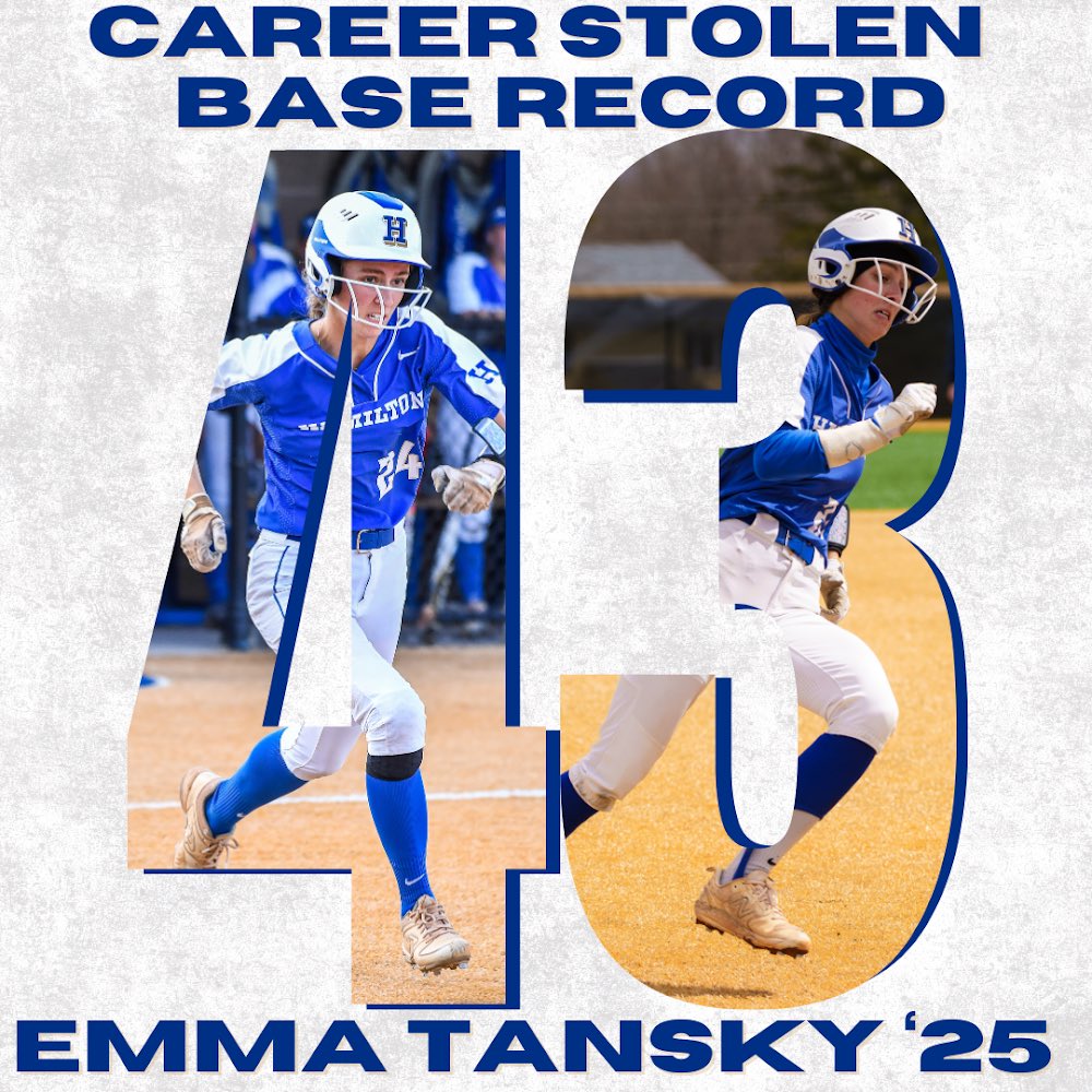 Did we mention we like it fast? 💨👟

With her stolen base in the Top of the 1st on Tuesday against RPI, Emma Tansky has become the leader in career stolen bases for Hamilton! 

#OwnIt #LetsGoBlue #PlayGreen