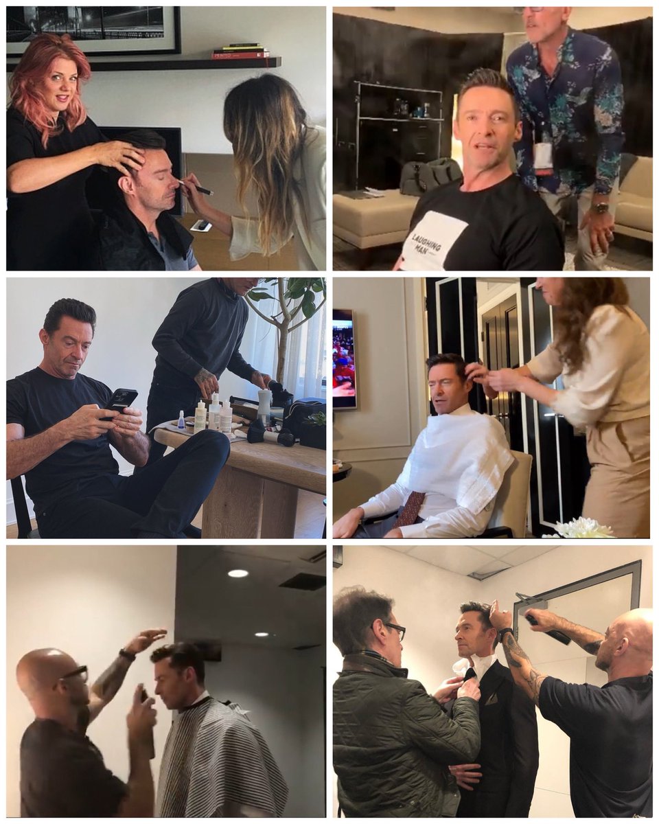 JackmansLanding's tweet photo. Today is #NationalHairstylistAppreciationDay . So weโd like to celebrate some of the stylists who have had the arduous job of making Hugh camera ready over the years. Someoneโs gotta do it right ๐โ๏ธ
#hughjackman #itsahardjob #wefeelforyou
๐ธ @RealHughJackman (various posts) https://t.co/xmXQT5akk1