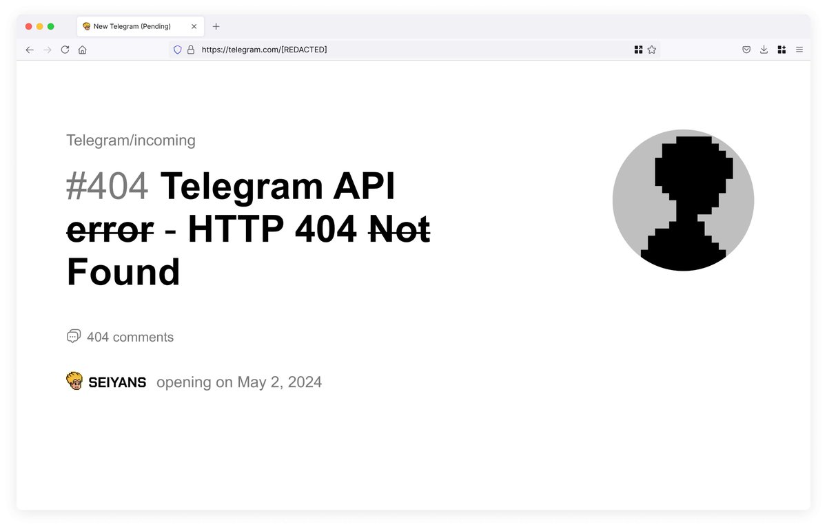 Telegram.404.loading

🔁Retweet
🩷Like
💬Comment 404

Who needs an invite?👇