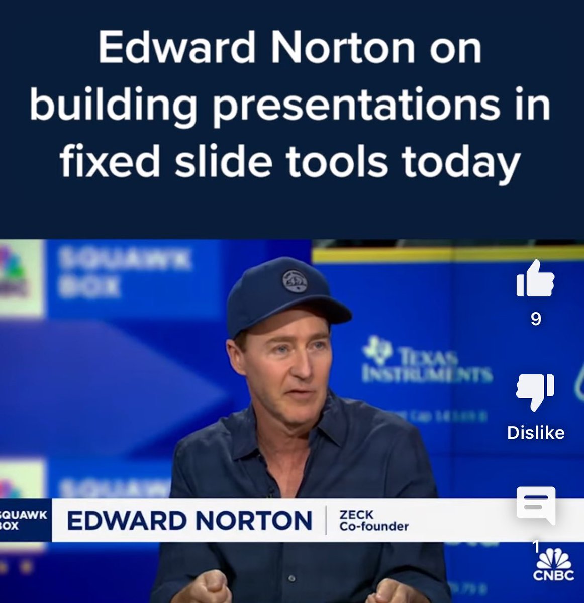 If you’re having a bad day, please remember that @EdwardNorton went from being Tyler Durden’s alter ego, the incredible Hulk, and King Baldwin to some guy selling a better version of PowerPoint and PDF.
Why? Well might never know.