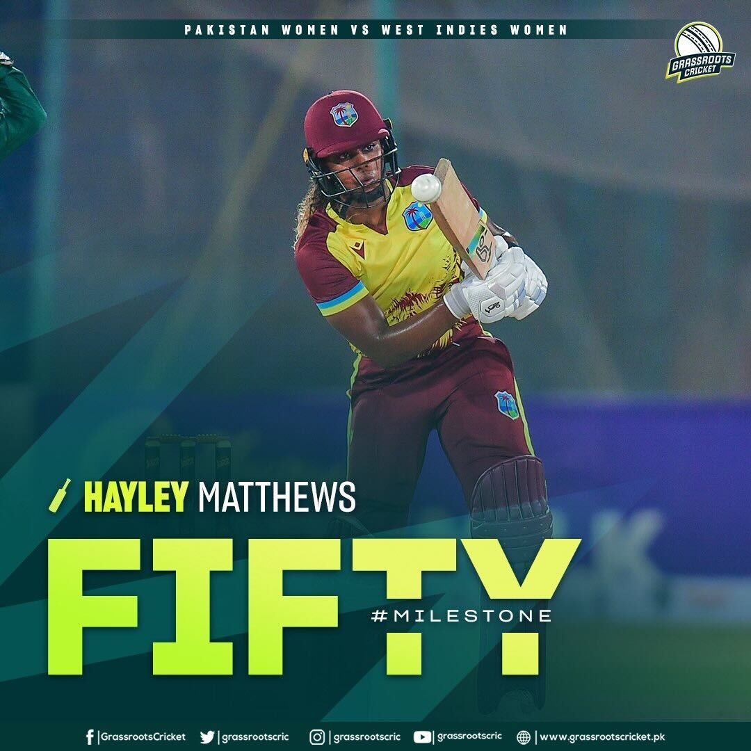 It seems almost inevitable - another fifty for West Indies captain Hayley Matthews!

#PAKWvWIW | #BackOurGirls