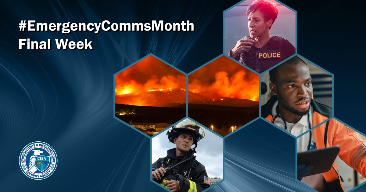 As we wrap up this annual #EmergencyCommsMonth, we extend a heartfelt thank you to our partners in the field who keep our nation safer through their invaluable work every day. Keep up with our latest resources by visiting: cisa.gov/emergency-comm…