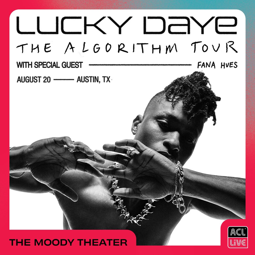 JUST IN: @iamluckydaye is bringing The Algorithm Tour to @acllive with special guest @fanahues on August 20th! Tickets are on sale Friday 10AM! atxconcert.com