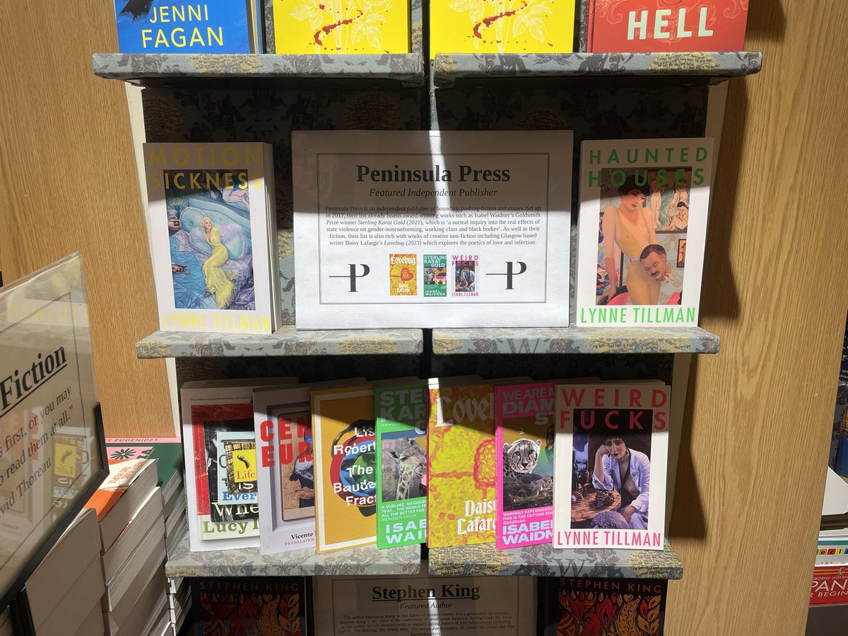 Spotlighting the brilliant @PressPeninsula at @WaterstonesBYR - a vibrant bunch jostling together at our wee store in Glasgow.